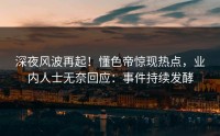 深夜风波再起！懂色帝惊现热点，业内人士无奈回应：事件持续发酵