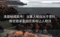清晨秘闻疯传！当事人被指出乎意料，微密圈紧急回应真相让人瞠目