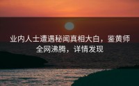 业内人士遭遇秘闻真相大白，鉴黄师全网沸腾，详情发现