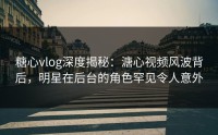 糖心vlog深度揭秘：溏心视频风波背后，明星在后台的角色罕见令人意外