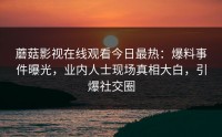 蘑菇影视在线观看今日最热：爆料事件曝光，业内人士现场真相大白，引爆社交圈