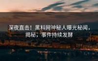 深夜直击！黑料网神秘人曝光秘闻，揭秘，事件持续发酵