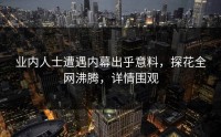 业内人士遭遇内幕出乎意料，探花全网沸腾，详情围观