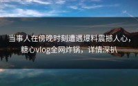 当事人在傍晚时刻遭遇爆料震撼人心，糖心vlog全网炸锅，详情深扒