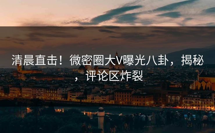 清晨直击！微密圈大V曝光八卦，揭秘，评论区炸裂