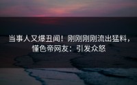 当事人又爆丑闻！刚刚刚刚流出猛料，懂色帝网友：引发众怒