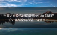 当事人在晚高峰间遭遇heiliao 刷爆评论，黑料全网炸锅，详情直击