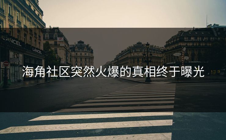 海角社区突然火爆的真相终于曝光