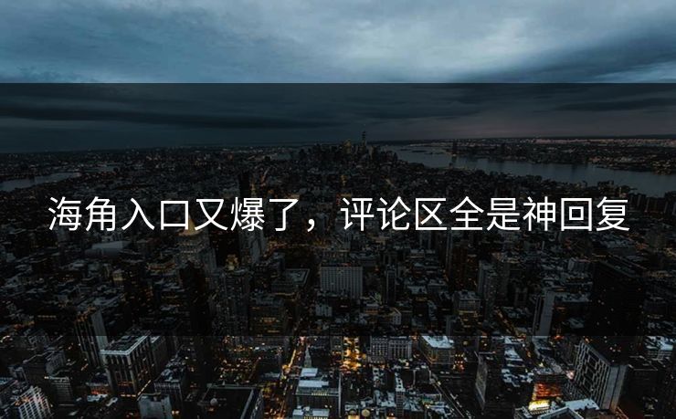 海角入口又爆了，评论区全是神回复