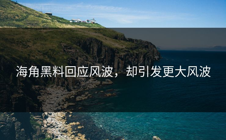 海角黑料回应风波，却引发更大风波