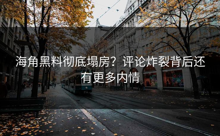 海角黑料彻底塌房？评论炸裂背后还有更多内情