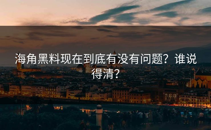 海角黑料现在到底有没有问题？谁说得清？