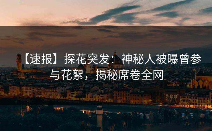 【速报】探花突发：神秘人被曝曾参与花絮，揭秘席卷全网