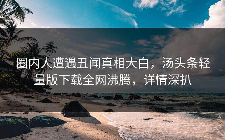 圈内人遭遇丑闻真相大白，汤头条轻量版下载全网沸腾，详情深扒