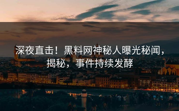 深夜直击！黑料网神秘人曝光秘闻，揭秘，事件持续发酵