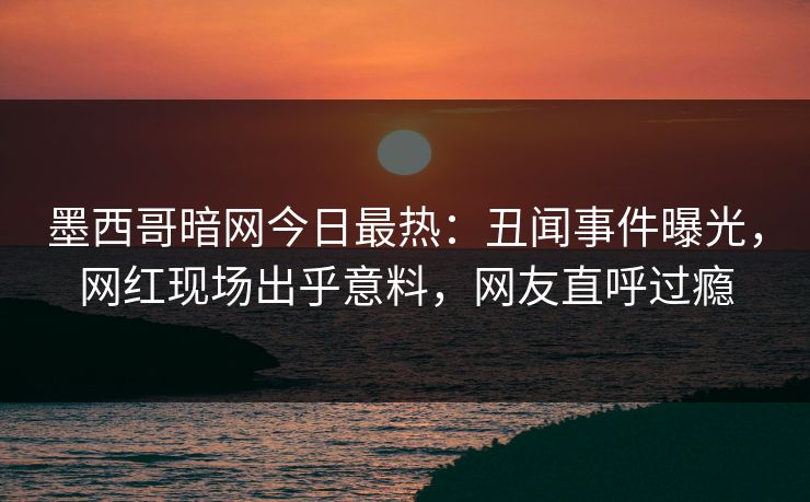 墨西哥暗网今日最热：丑闻事件曝光，网红现场出乎意料，网友直呼过瘾